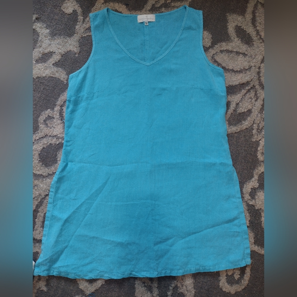 Soft Surroundings aqua linen tunic
